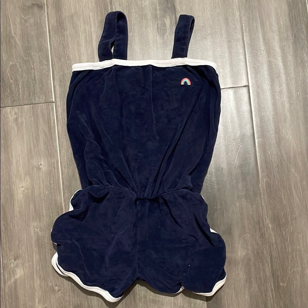 Gap girls Navy Blue, terry cloth Romper with Rainbow Detail.